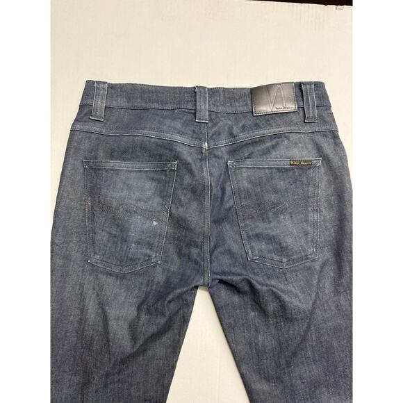 NUDIE Jeans GRIM TIM Men's Jeans W32 L34 Slim Fit Tapered Organic Dry Navy Dips - Picture 15 of 16